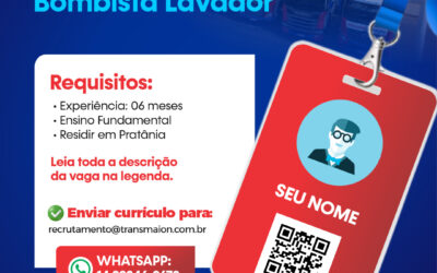 Vaga para Bombista Lavador